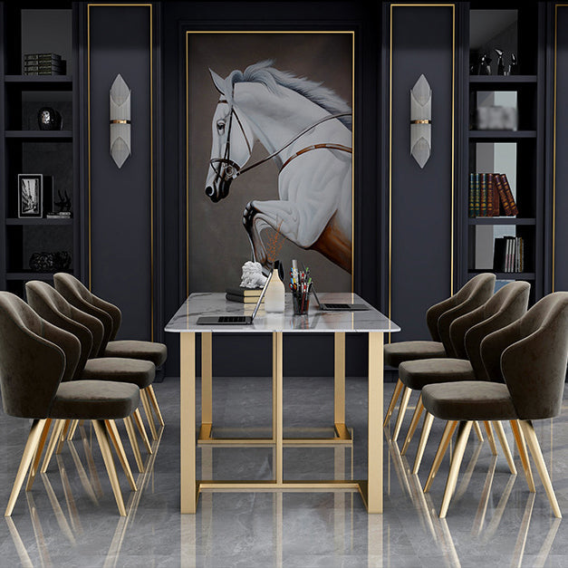 Glam Style Office Desk Meeting White Writing Desk for Study Room and Office Clearhalo 'furn' 'furn_office_desk' 'Furniture' 'Office Desks' 'Office Furniture' 'office_desk' 5572267