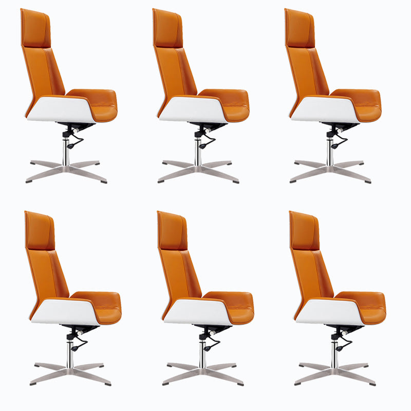 Modern Rotatable Office Chair High Back Fixed Armrest Manager Chair Yellow White 6 Piece Set Casters Not Included Clearhalo 'furn' 'furn_office_chair' 'Furniture' 'Office Chairs' 'Office Furniture' 'office_chair' 5572471
