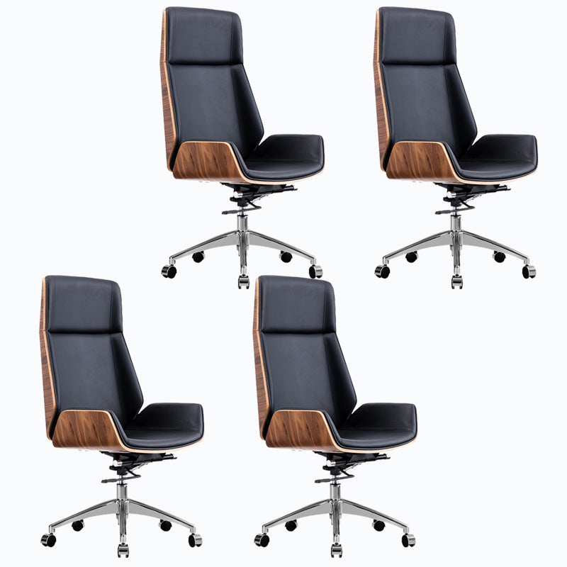 Modern Rotatable Office Chair High Back Fixed Armrest Manager Chair Black 4 Piece Set Casters Included Clearhalo 'furn' 'furn_office_chair' 'Furniture' 'Office Chairs' 'Office Furniture' 'office_chair' 5572490