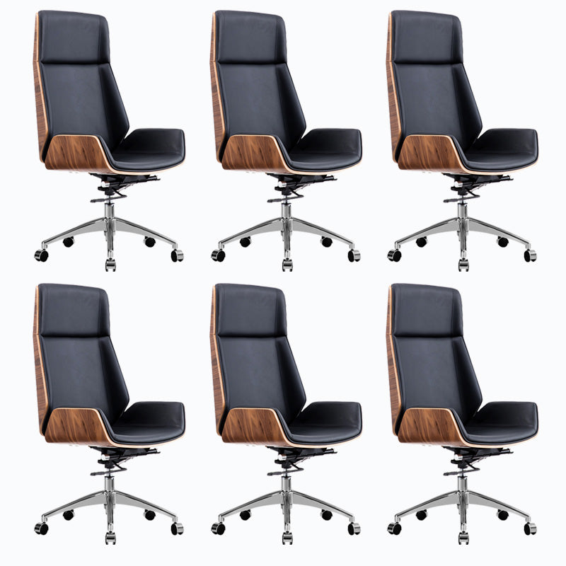 Modern Rotatable Office Chair High Back Fixed Armrest Manager Chair Black 6 Piece Set Casters Included Clearhalo 'furn' 'furn_office_chair' 'Furniture' 'Office Chairs' 'Office Furniture' 'office_chair' 5572491