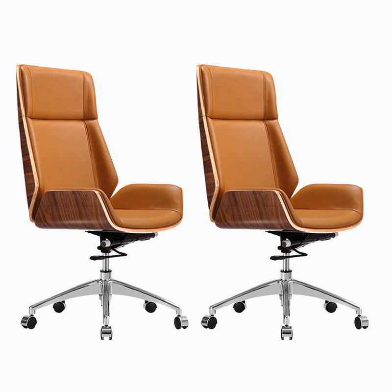 Modern Rotatable Office Chair High Back Fixed Armrest Manager Chair Yellow 2 Piece Set Casters Included Clearhalo 'furn' 'furn_office_chair' 'Furniture' 'Office Chairs' 'Office Furniture' 'office_chair' 5572494