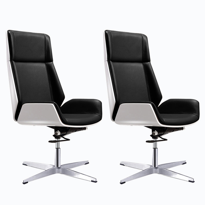 Modern Rotatable Office Chair High Back Fixed Armrest Manager Chair Black White 2 Piece Set Casters Not Included Clearhalo 'furn' 'furn_office_chair' 'Furniture' 'Office Chairs' 'Office Furniture' 'office_chair' 5572519
