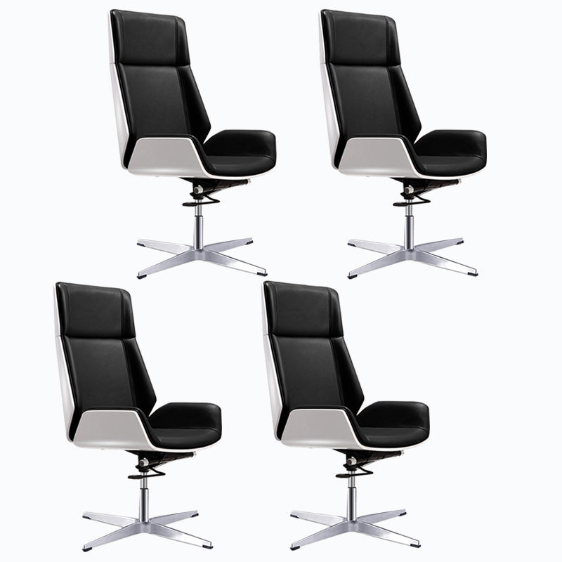Modern Rotatable Office Chair High Back Fixed Armrest Manager Chair Black White 4 Piece Set Casters Not Included Clearhalo 'furn' 'furn_office_chair' 'Furniture' 'Office Chairs' 'Office Furniture' 'office_chair' 5572520