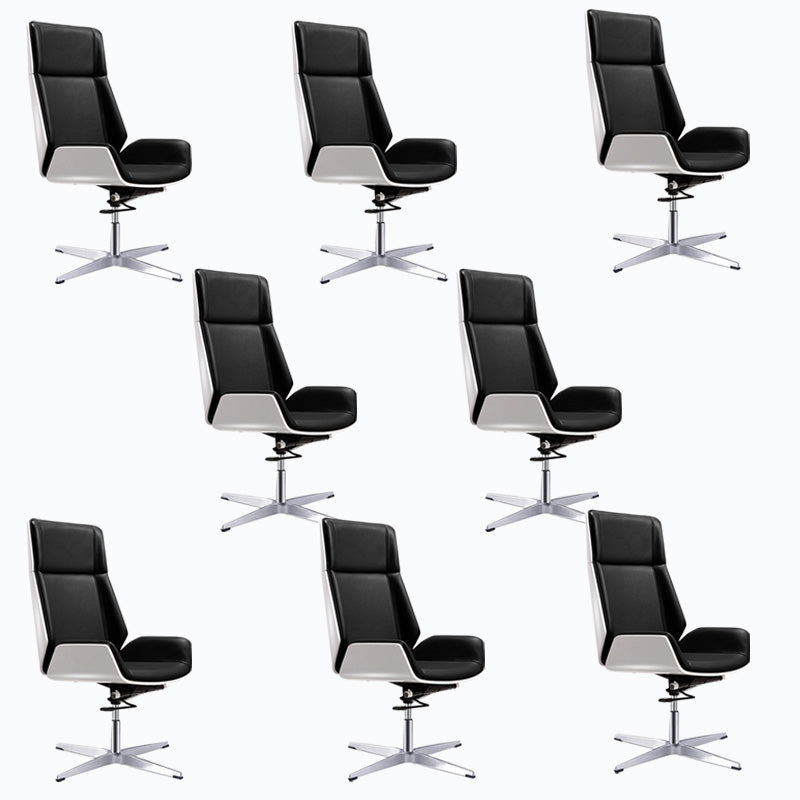 Modern Rotatable Office Chair High Back Fixed Armrest Manager Chair Black White 8 Piece Set Casters Not Included Clearhalo 'furn' 'furn_office_chair' 'Furniture' 'Office Chairs' 'Office Furniture' 'office_chair' 5572522