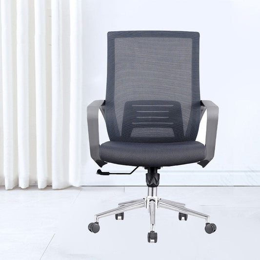 Modern Rotatable Office Chair Mid Back Fixed Armrest Task Chair with Wheels