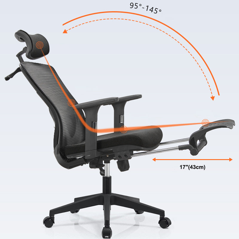 Mid Back Bureau Stoel Roteerbare zwarte gaas bureaustoel met wielen