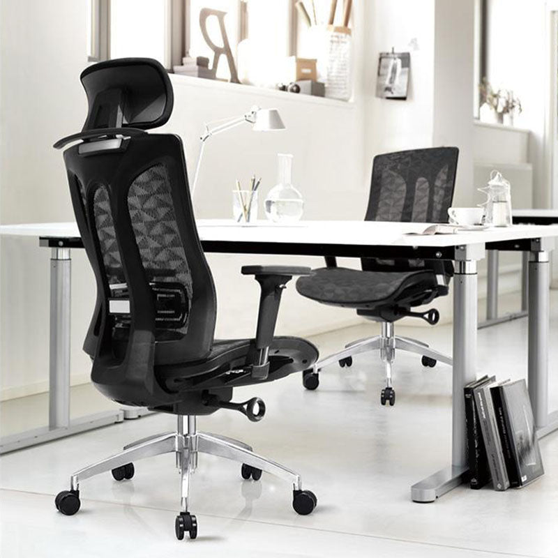 Chaise de back-office haute chaise de bureau réglable avec appuie-tête et roues