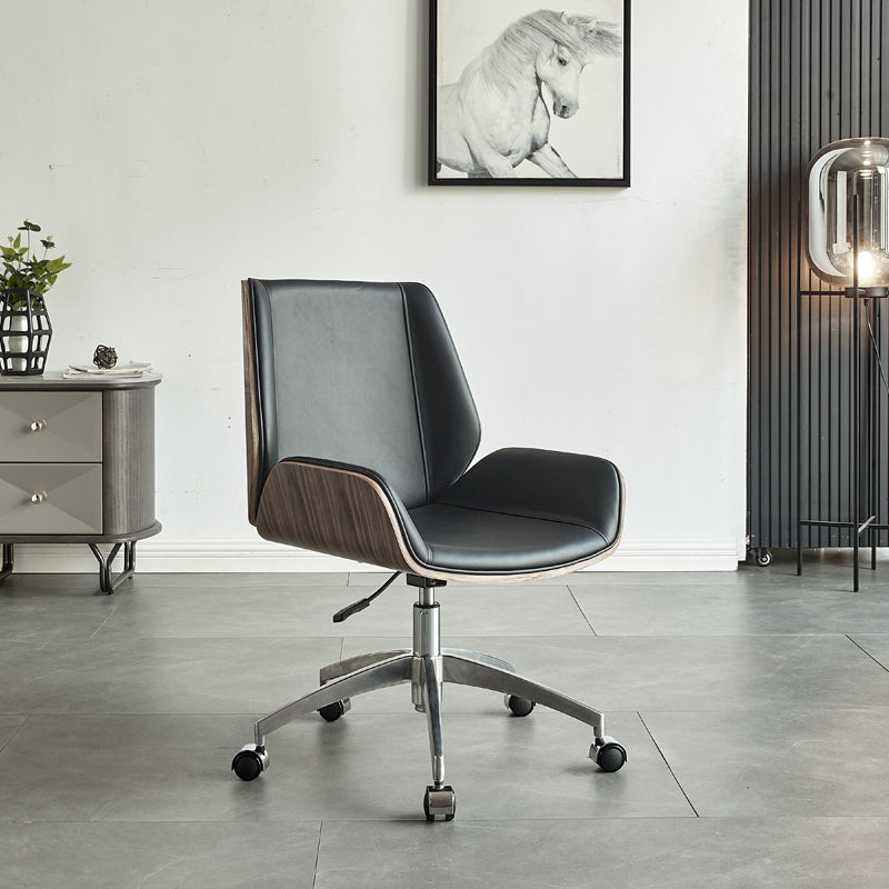 Low Back Office Chair Armless Leather Desk Chair with Wheels Clearhalo 'furn' 'furn_office_chair' 'Furniture' 'Office Chairs' 'Office Furniture' 'office_chair' 5572775