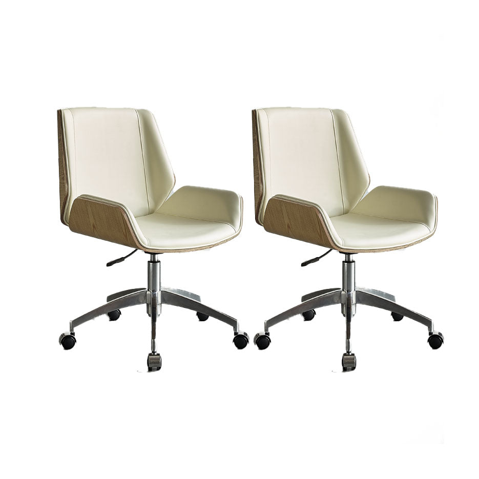 Low Back Office Chair Armless Leather Desk Chair with Wheels Faux Leather White 2 Piece Set Clearhalo 'furn' 'furn_office_chair' 'Furniture' 'Office Chairs' 'Office Furniture' 'office_chair' 5572786