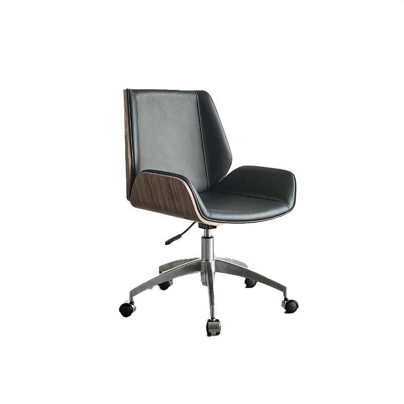 Low Back Office Chair Armless Leather Desk Chair with Wheels Faux Leather Black 1 Piece Clearhalo 'furn' 'furn_office_chair' 'Furniture' 'Office Chairs' 'Office Furniture' 'office_chair' 5572796