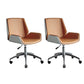 Low Back Office Chair Armless Leather Desk Chair with Wheels Leather Orange 2 Piece Set Clearhalo 'furn' 'furn_office_chair' 'Furniture' 'Office Chairs' 'Office Furniture' 'office_chair' 5572802