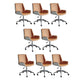 Low Back Office Chair Armless Leather Desk Chair with Wheels Leather Orange 8 Piece Set Clearhalo 'furn' 'furn_office_chair' 'Furniture' 'Office Chairs' 'Office Furniture' 'office_chair' 5572805