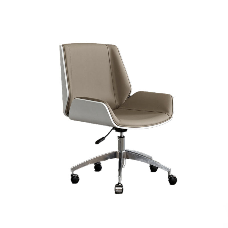 Low Back Office Chair Armless Leather Desk Chair with Wheels Faux Leather Gray 1 Piece Clearhalo 'furn' 'furn_office_chair' 'Furniture' 'Office Chairs' 'Office Furniture' 'office_chair' 5572811