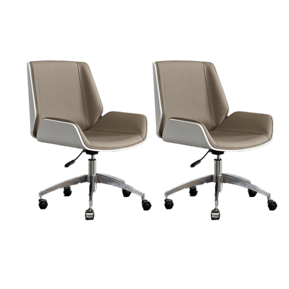 Low Back Office Chair Armless Leather Desk Chair with Wheels Faux Leather Gray 2 Piece Set Clearhalo 'furn' 'furn_office_chair' 'Furniture' 'Office Chairs' 'Office Furniture' 'office_chair' 5572812