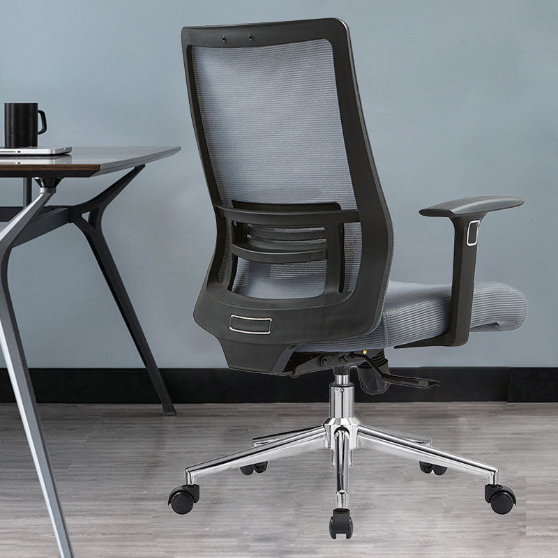 Black Mesh Office Chair Rotatable Fixed Armrest Desk Chair with Wheels Clearhalo 'furn' 'furn_office_chair' 'Furniture' 'Office Chairs' 'Office Furniture' 'office_chair' 5572817