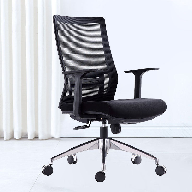 Black Mesh Office Chair Rotatable Fixed Armrest Desk Chair with Wheels Clearhalo 'furn' 'furn_office_chair' 'Furniture' 'Office Chairs' 'Office Furniture' 'office_chair' 5572819