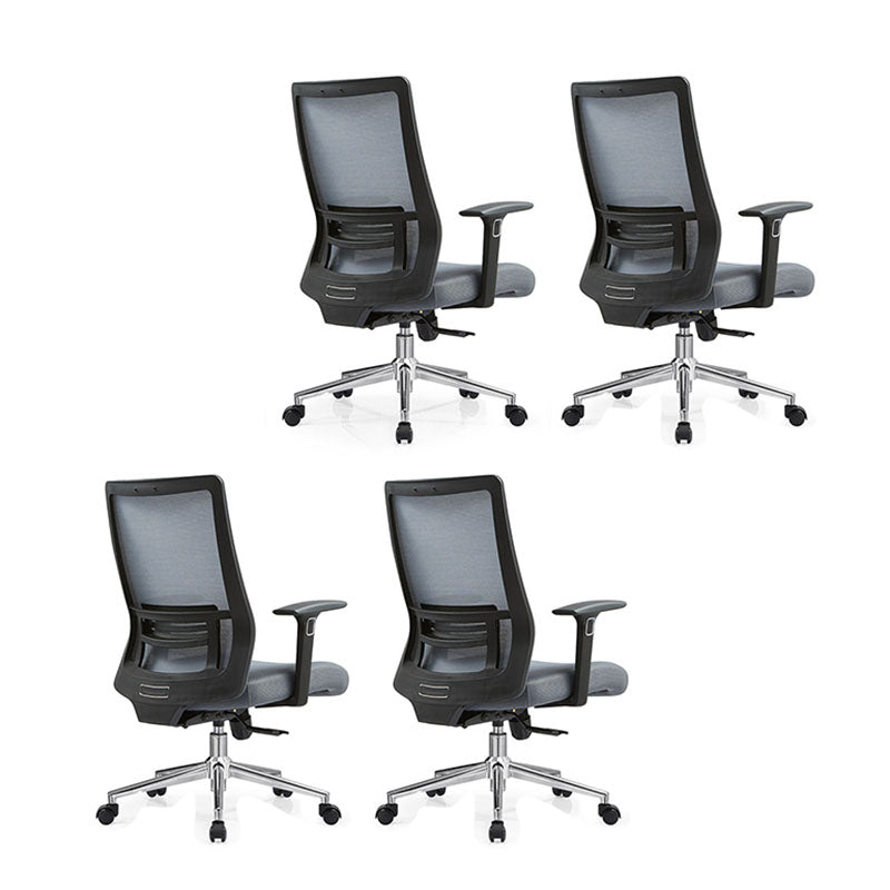 Black Mesh Office Chair Rotatable Fixed Armrest Desk Chair with Wheels Without Headrest Blue Grey 4 Piece Set Clearhalo 'furn' 'furn_office_chair' 'Furniture' 'Office Chairs' 'Office Furniture' 'office_chair' 5572832