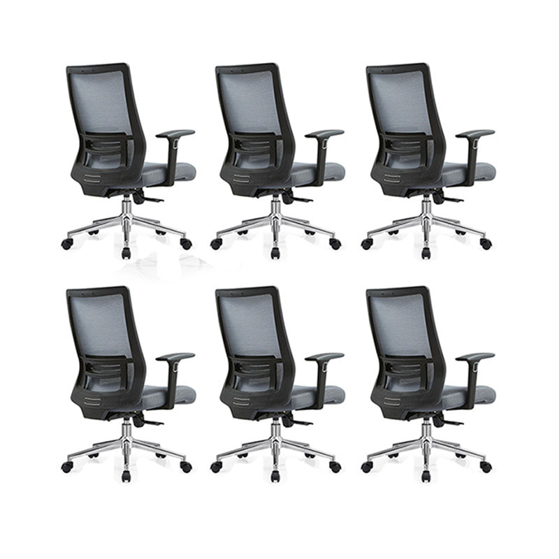 Black Mesh Office Chair Rotatable Fixed Armrest Desk Chair with Wheels Without Headrest Blue Grey 6 Piece Set Clearhalo 'furn' 'furn_office_chair' 'Furniture' 'Office Chairs' 'Office Furniture' 'office_chair' 5572833