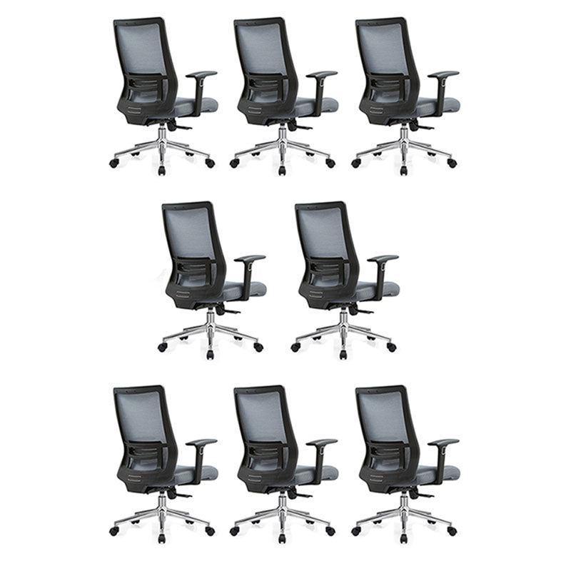 Black Mesh Office Chair Rotatable Fixed Armrest Desk Chair with Wheels Without Headrest Blue Grey 8 Piece Set Clearhalo 'furn' 'furn_office_chair' 'Furniture' 'Office Chairs' 'Office Furniture' 'office_chair' 5572835