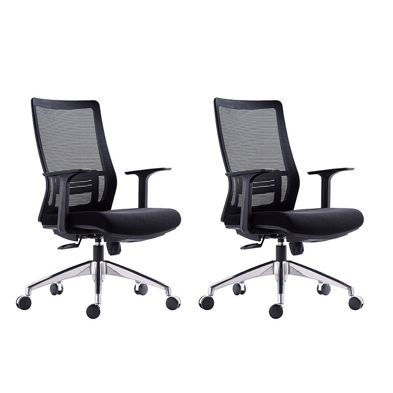 Black Mesh Office Chair Rotatable Fixed Armrest Desk Chair with Wheels Without Headrest Black 2 Piece Set Clearhalo 'furn' 'furn_office_chair' 'Furniture' 'Office Chairs' 'Office Furniture' 'office_chair' 5572837