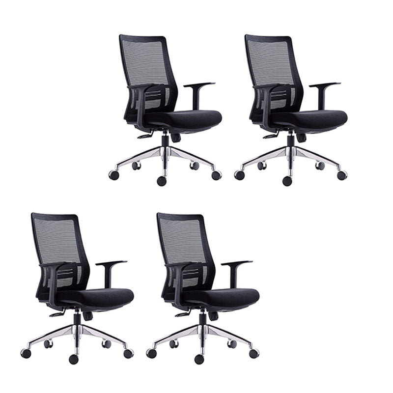 Black Mesh Office Chair Rotatable Fixed Armrest Desk Chair with Wheels Without Headrest Black 4 Piece Set Clearhalo 'furn' 'furn_office_chair' 'Furniture' 'Office Chairs' 'Office Furniture' 'office_chair' 5572838