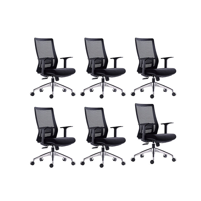 Black Mesh Office Chair Rotatable Fixed Armrest Desk Chair with Wheels Without Headrest Black 6 Piece Set Clearhalo 'furn' 'furn_office_chair' 'Furniture' 'Office Chairs' 'Office Furniture' 'office_chair' 5572839