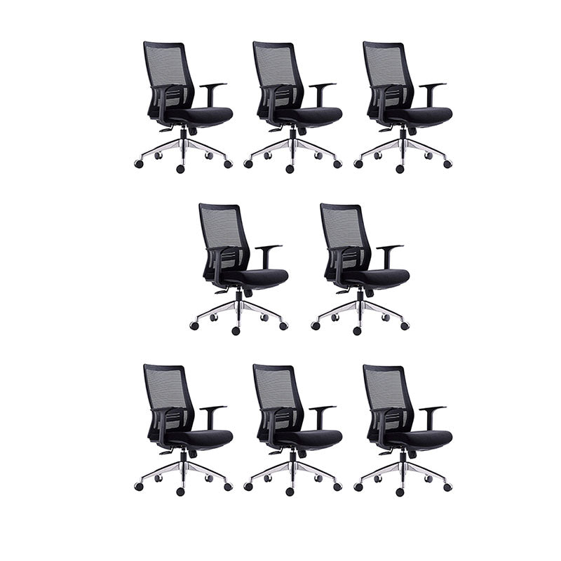 Black Mesh Office Chair Rotatable Fixed Armrest Desk Chair with Wheels Without Headrest Black 8 Piece Set Clearhalo 'furn' 'furn_office_chair' 'Furniture' 'Office Chairs' 'Office Furniture' 'office_chair' 5572840