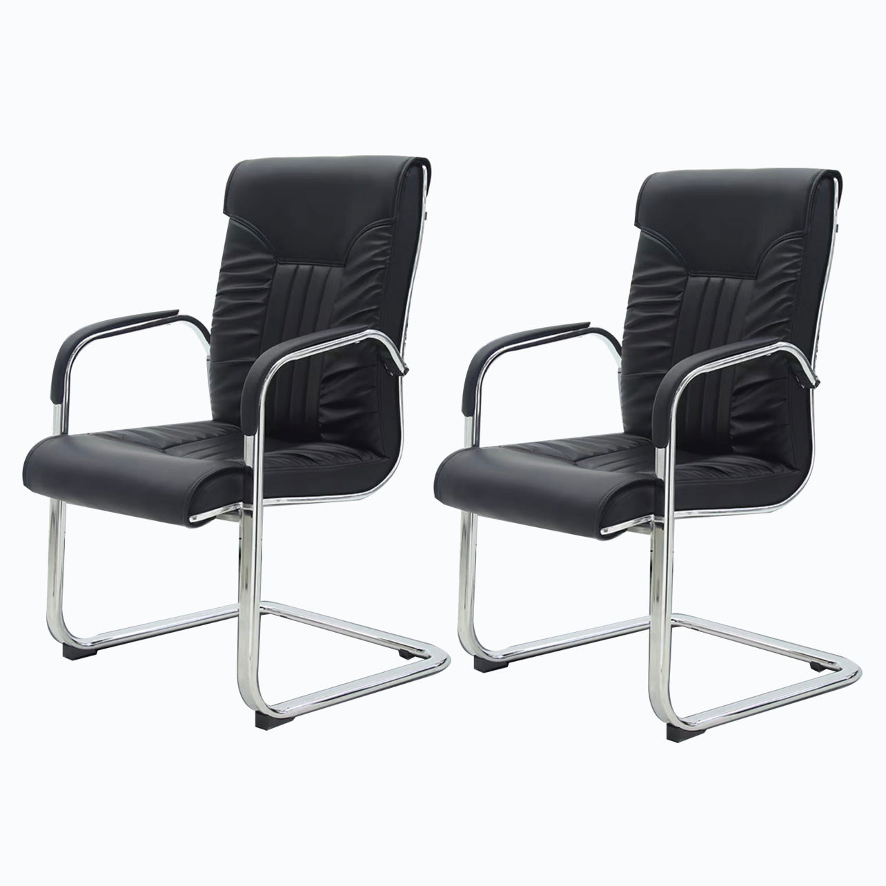 Moderner Bürostuhl aus Leder mit fester Armlehne aus Stahl für das Heimbüro