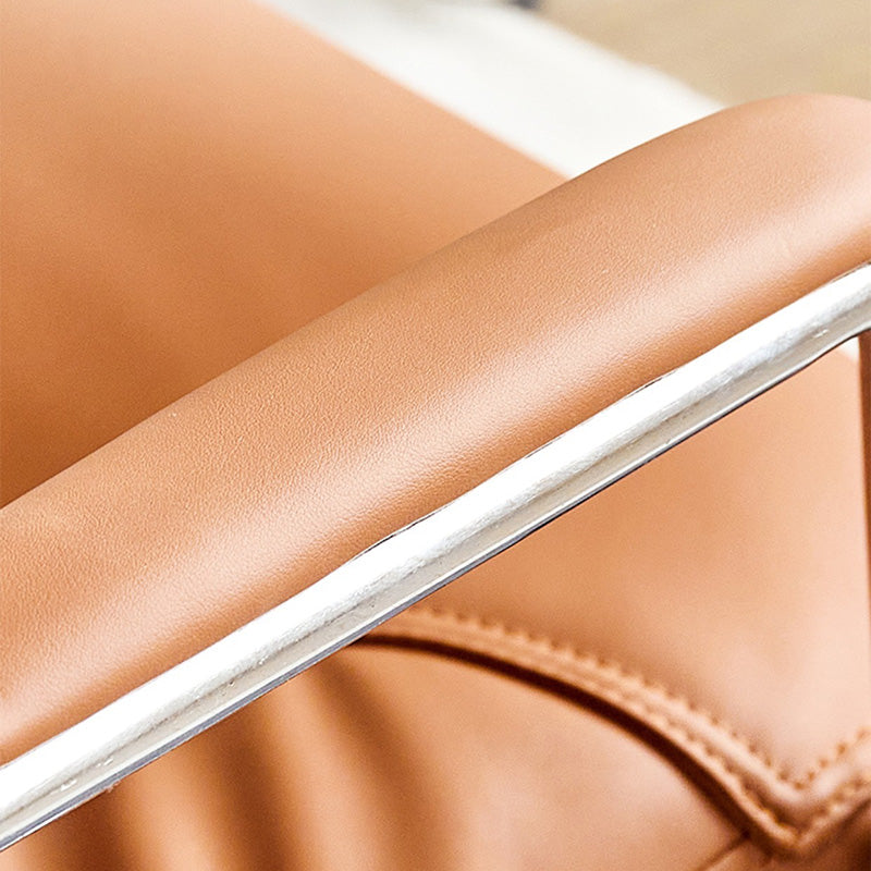 Moderner Bürostuhl aus Leder mit fester Armlehne aus Stahl für das Heimbüro