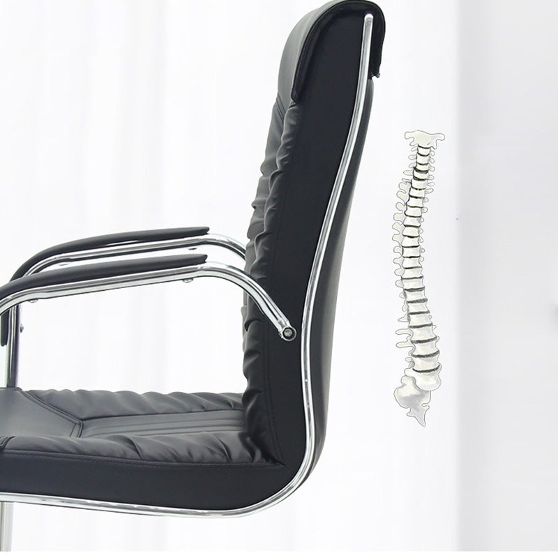 Moderner Bürostuhl aus Leder mit fester Armlehne aus Stahl für das Heimbüro