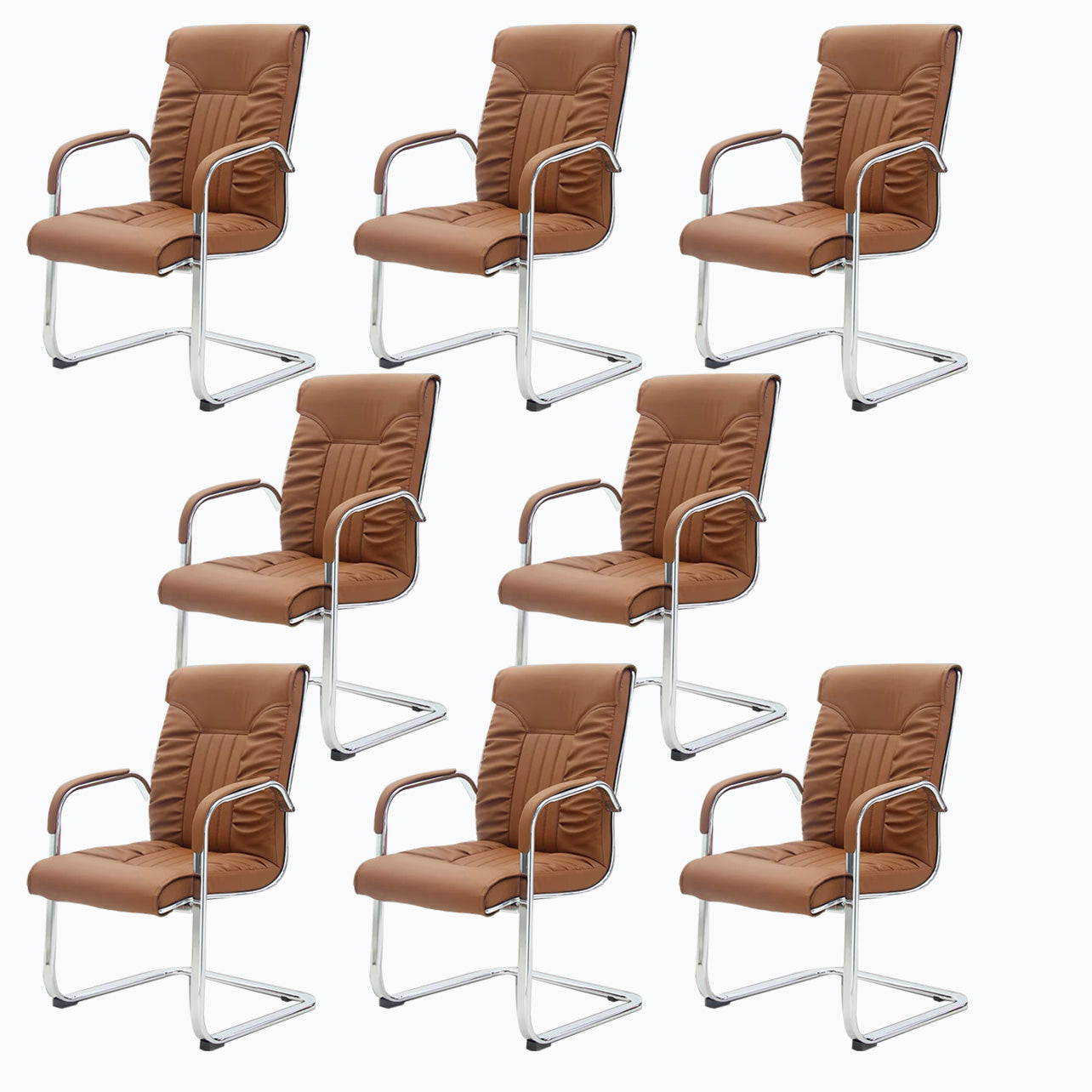 Moderner Bürostuhl aus Leder mit fester Armlehne aus Stahl für das Heimbüro