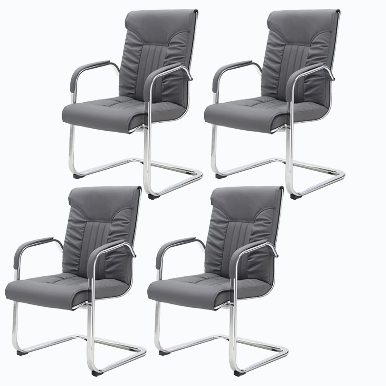 Moderner Bürostuhl aus Leder mit fester Armlehne aus Stahl für das Heimbüro