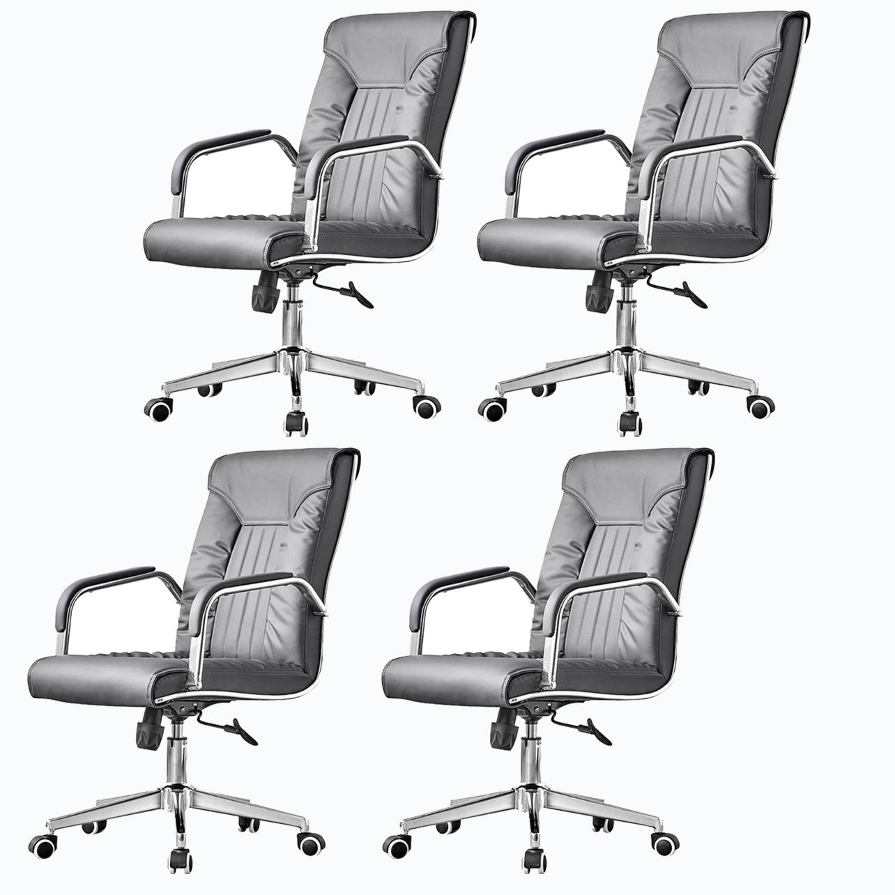 Moderner Bürostuhl aus Leder mit fester Armlehne aus Stahl für das Heimbüro