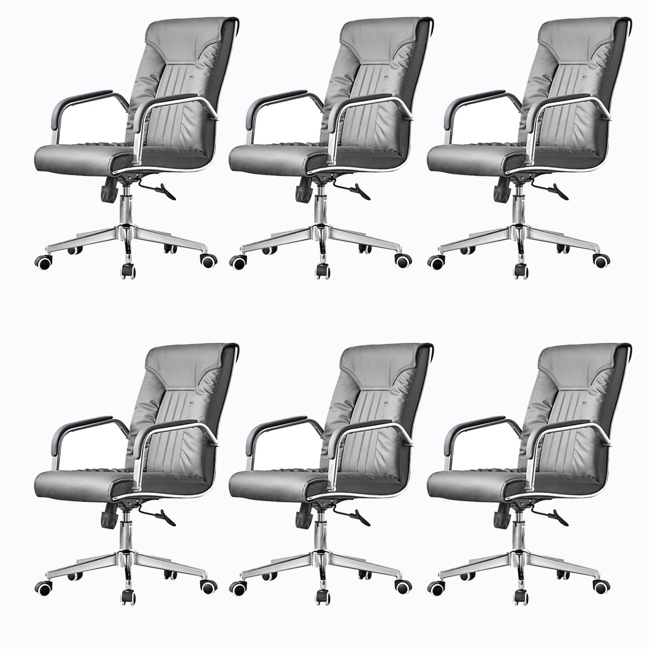 Moderner Bürostuhl aus Leder mit fester Armlehne aus Stahl für das Heimbüro