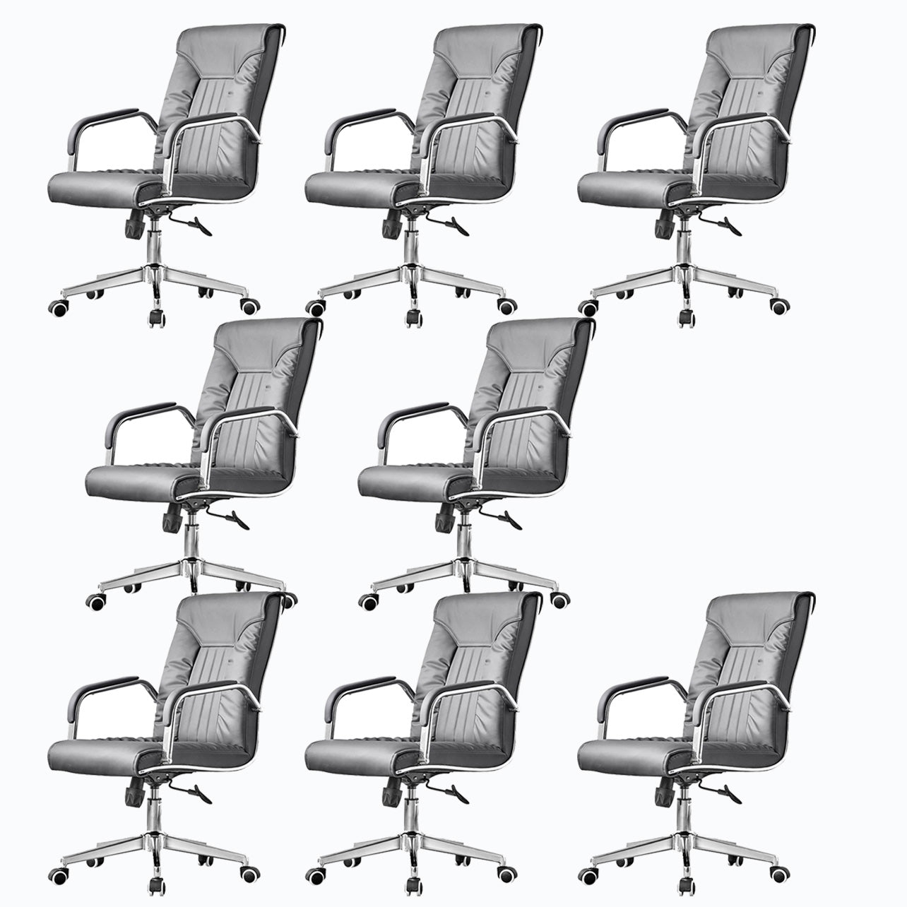 Moderner Bürostuhl aus Leder mit fester Armlehne aus Stahl für das Heimbüro