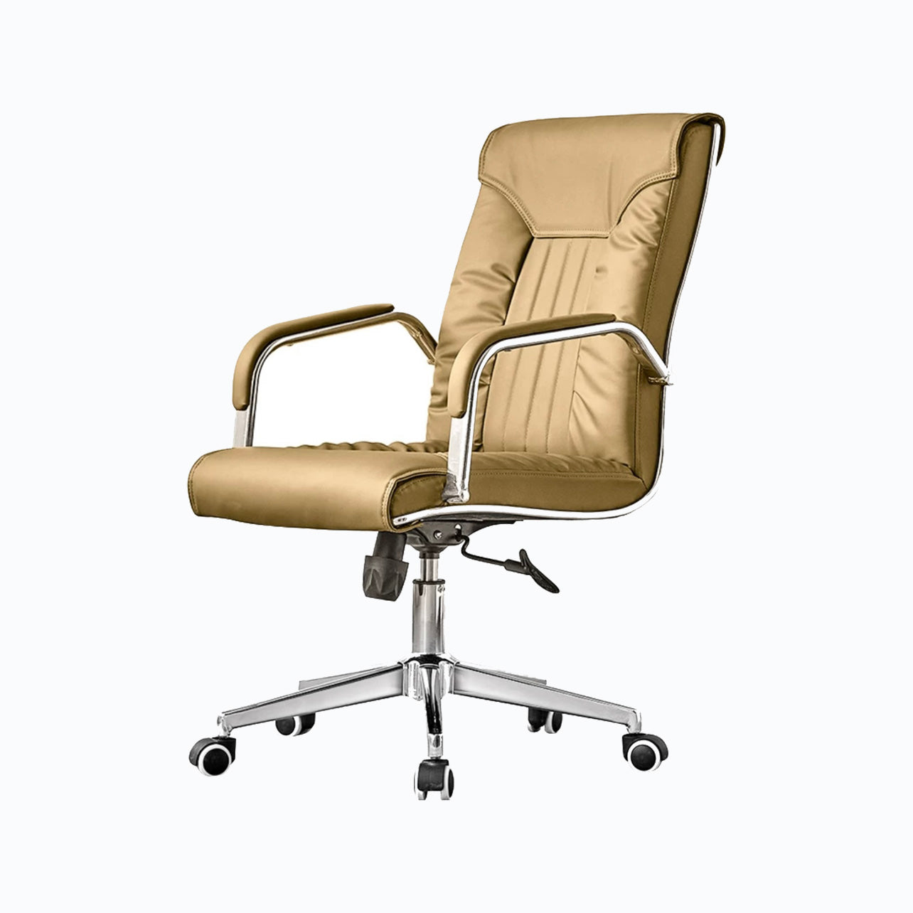 Moderner Bürostuhl aus Leder mit fester Armlehne aus Stahl für das Heimbüro