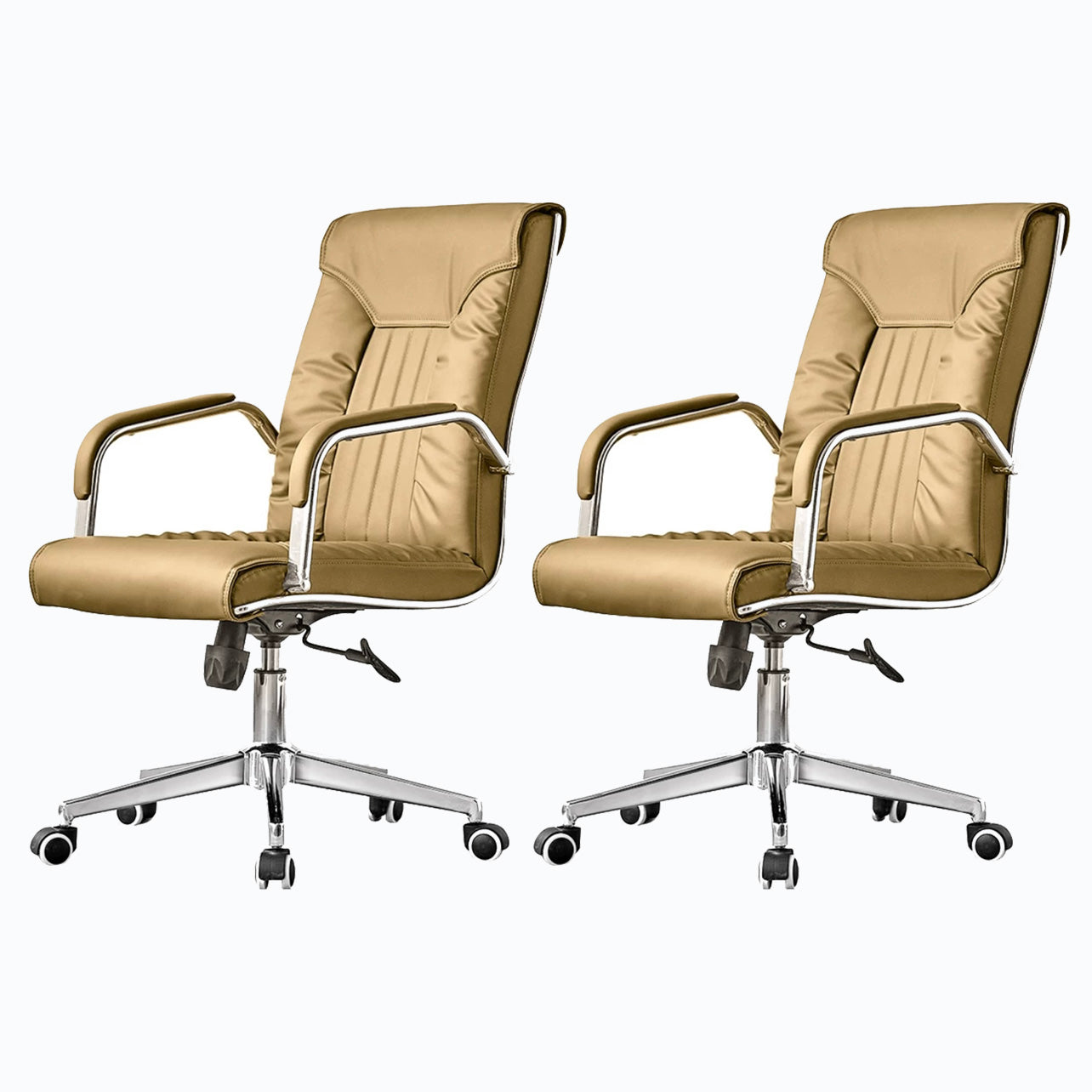 Moderner Bürostuhl aus Leder mit fester Armlehne aus Stahl für das Heimbüro