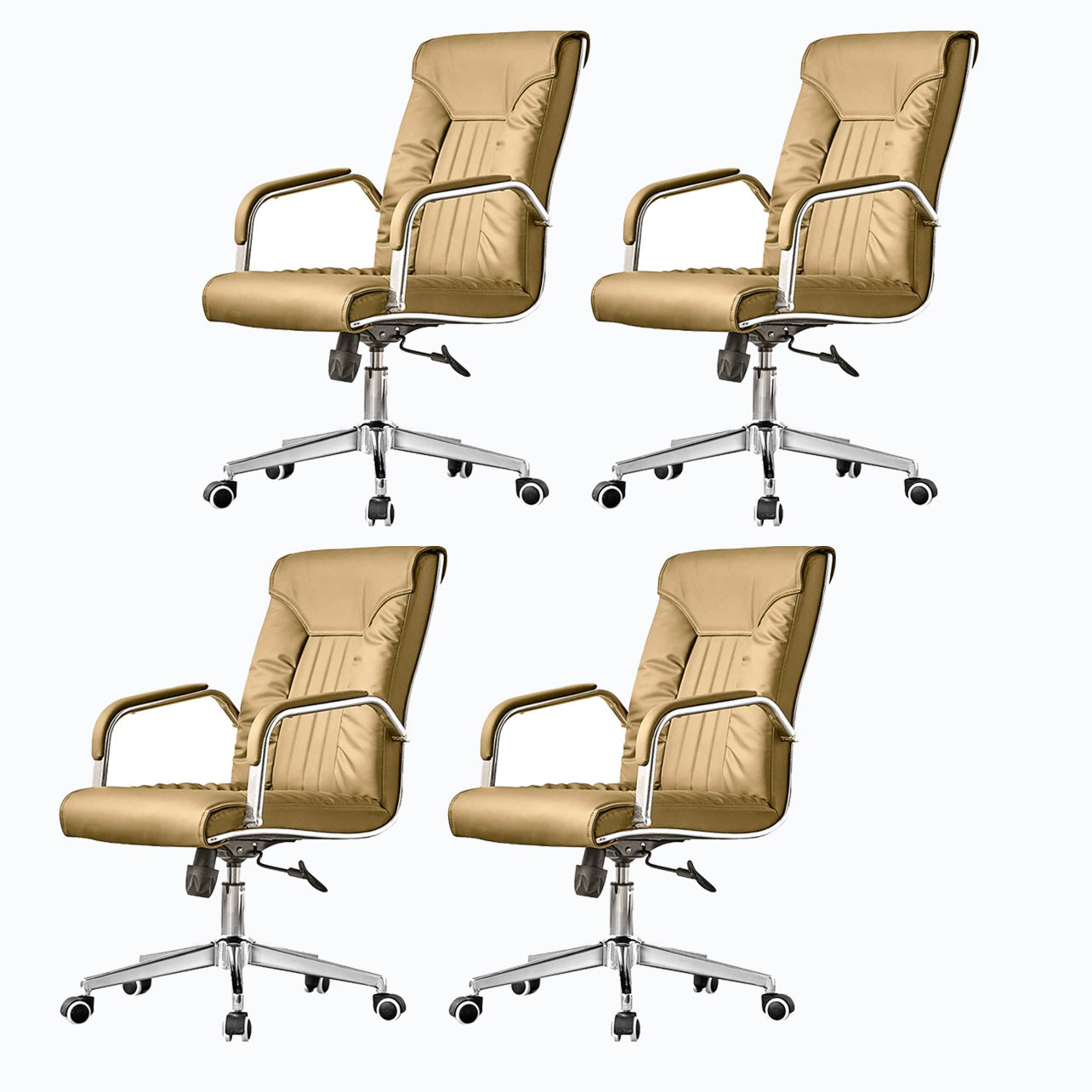 Moderner Bürostuhl aus Leder mit fester Armlehne aus Stahl für das Heimbüro