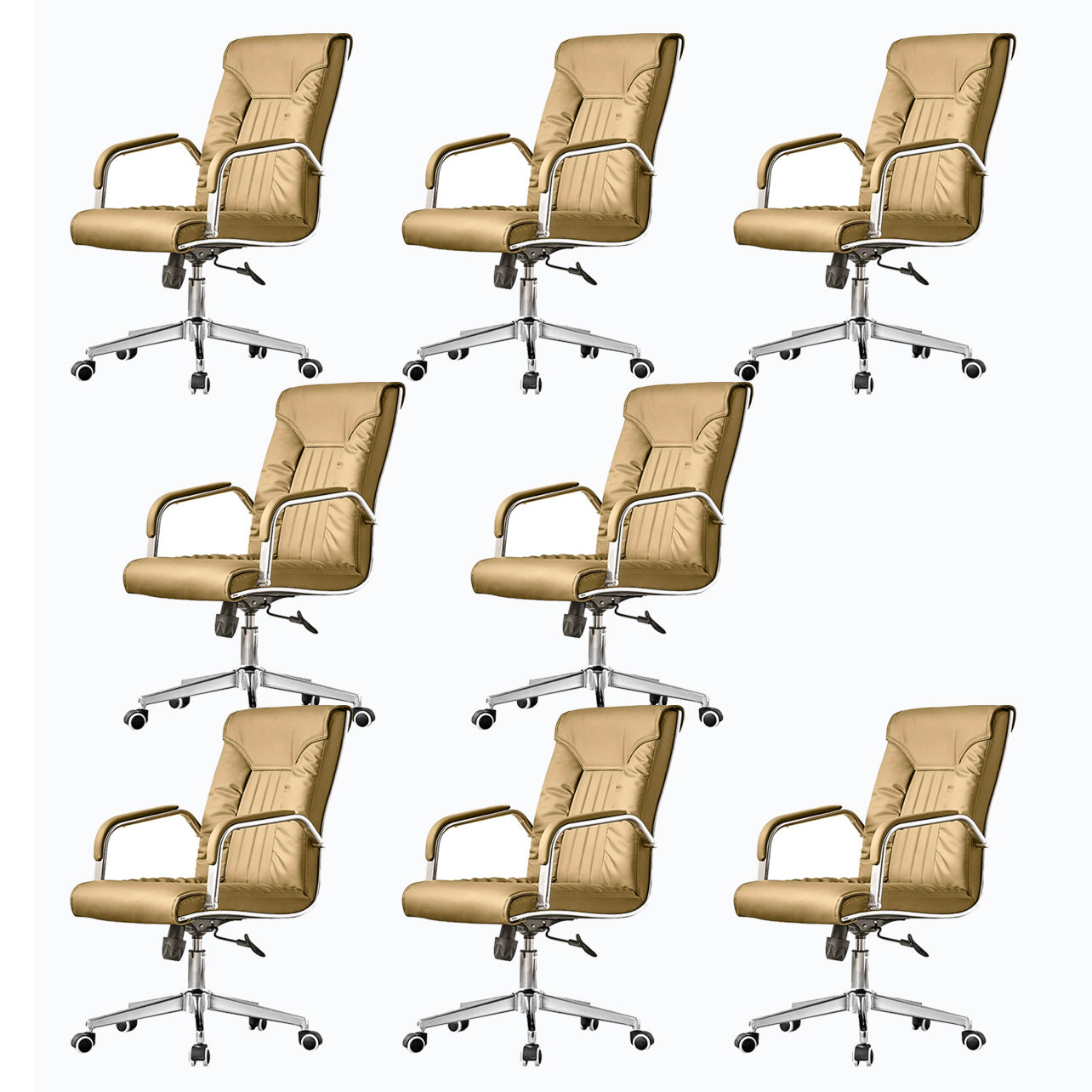 Moderner Bürostuhl aus Leder mit fester Armlehne aus Stahl für das Heimbüro