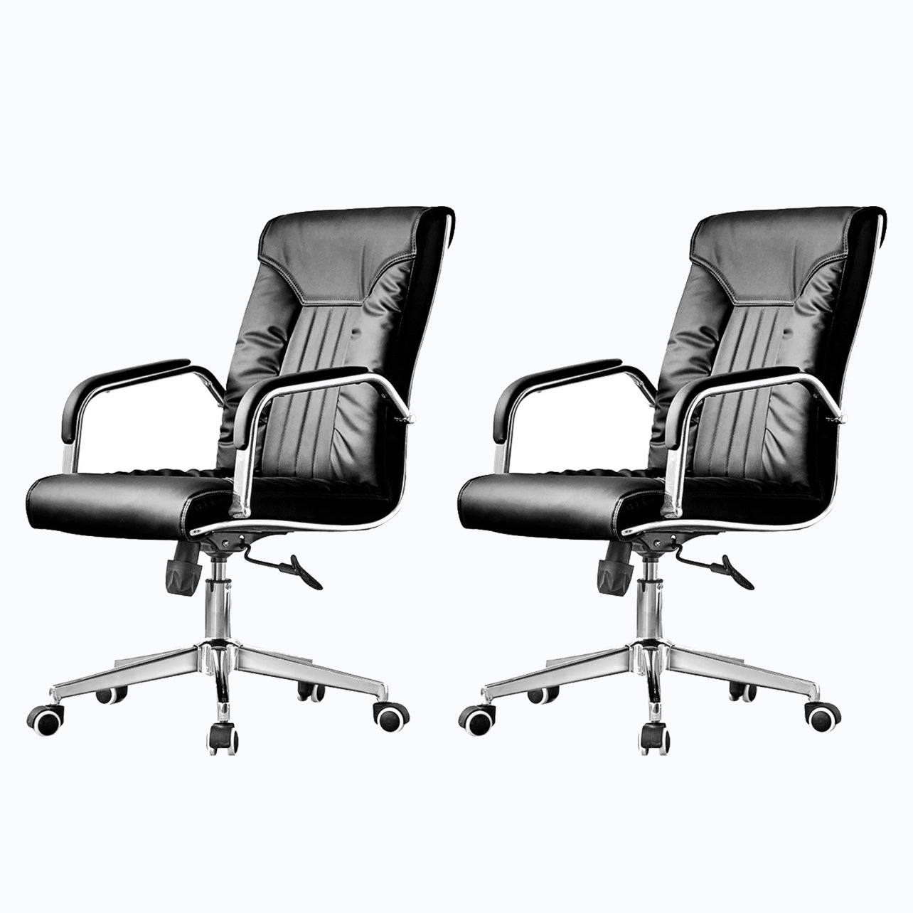 Moderner Bürostuhl aus Leder mit fester Armlehne aus Stahl für das Heimbüro