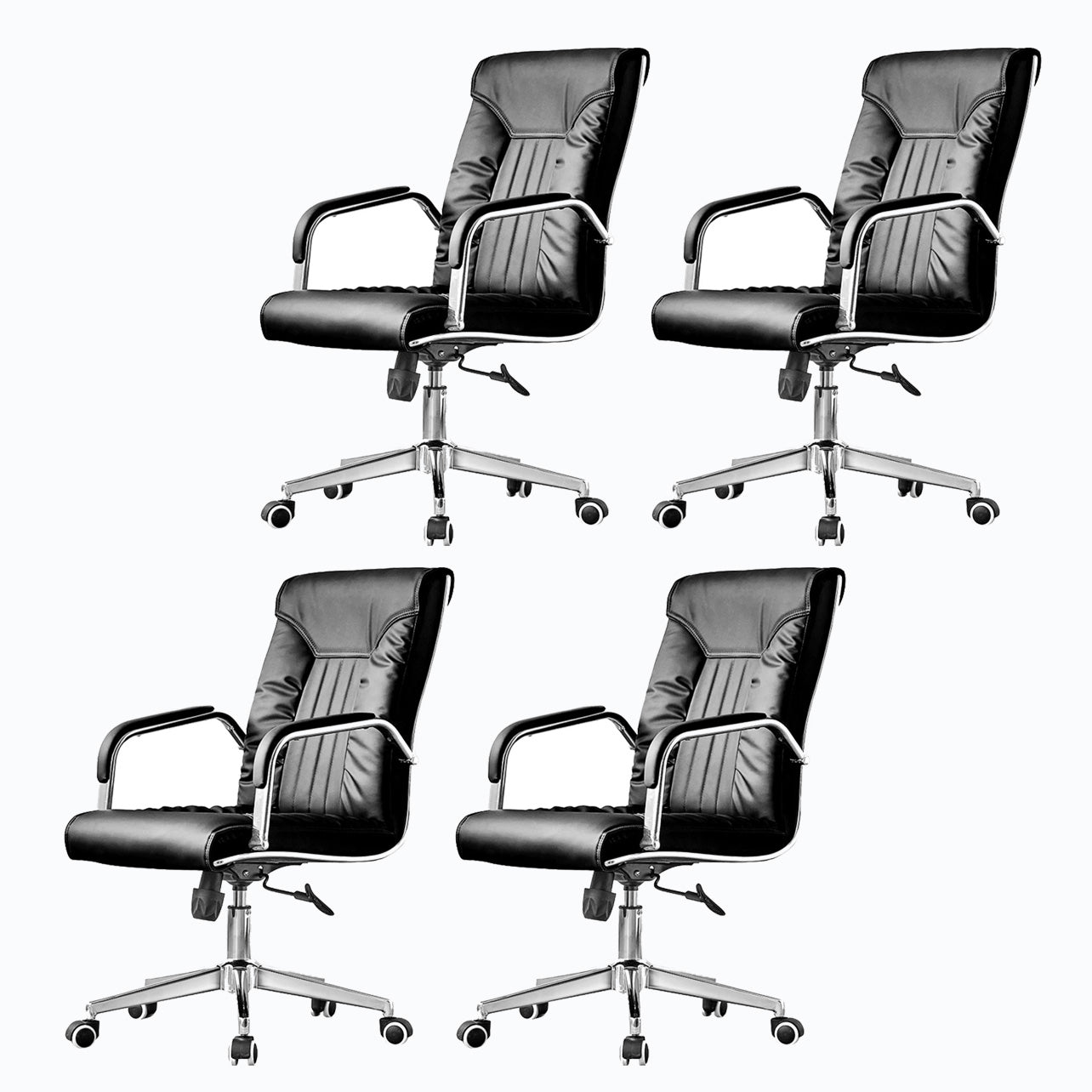 Moderner Bürostuhl aus Leder mit fester Armlehne aus Stahl für das Heimbüro