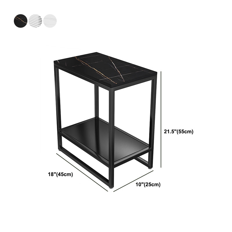 棚付きのメタルナイトスタンドコンテンポラリーガラストップナイトテーブル