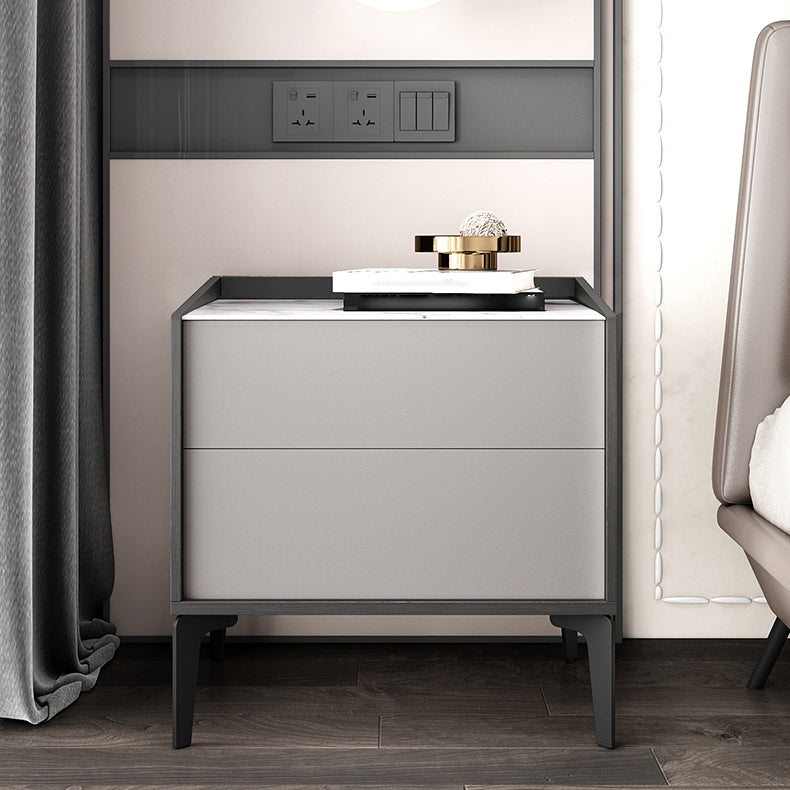 Manota moderno da 21 pollici H comodini a 2 gambe in pietra in pietra incluso tavolo da notte in grigio