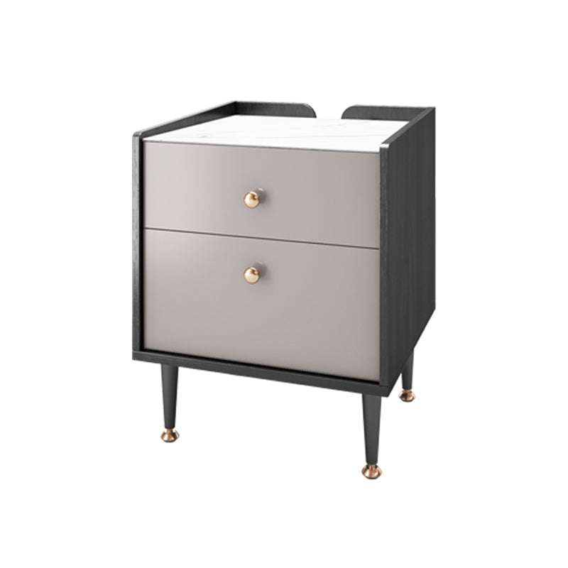 Manota moderno da 21 pollici H comodini a 2 gambe in pietra in pietra incluso tavolo da notte in grigio