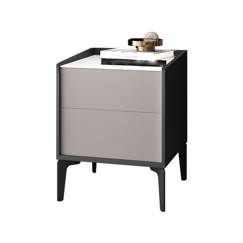 Manota moderno da 21 pollici H comodini a 2 gambe in pietra in pietra incluso tavolo da notte in grigio