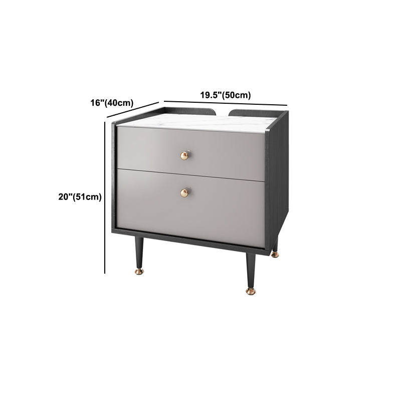 Manota moderno da 21 pollici H comodini a 2 gambe in pietra in pietra incluso tavolo da notte in grigio