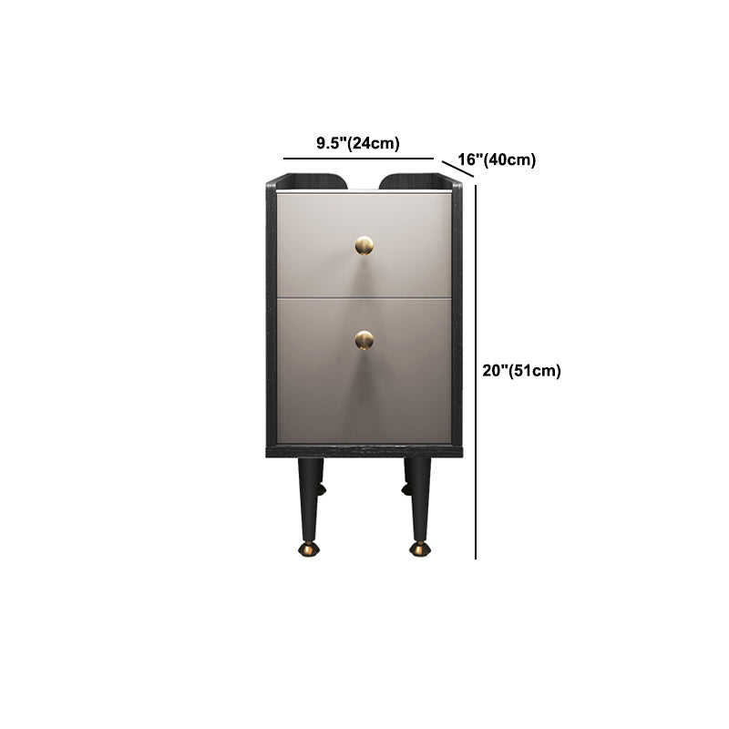 Manota moderno da 21 pollici H comodini a 2 gambe in pietra in pietra incluso tavolo da notte in grigio