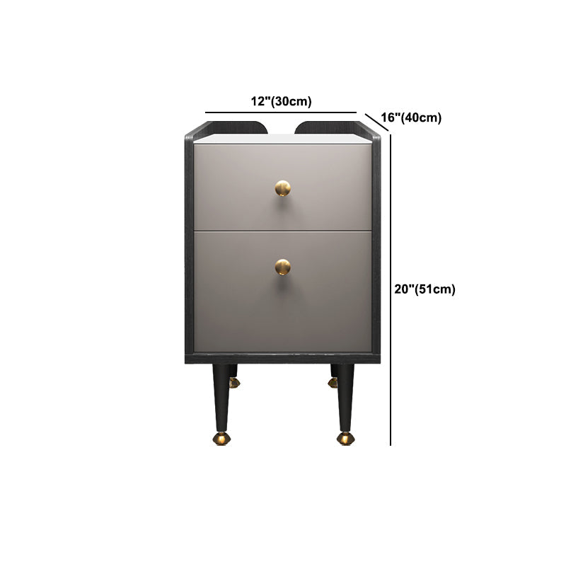 Manota moderno da 21 pollici H comodini a 2 gambe in pietra in pietra incluso tavolo da notte in grigio