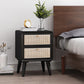 Wicker & Rattan Moderner Nachttisch Massivholz 2-Drawern-Aufbewahrung 22-Zoll-Nachttisch