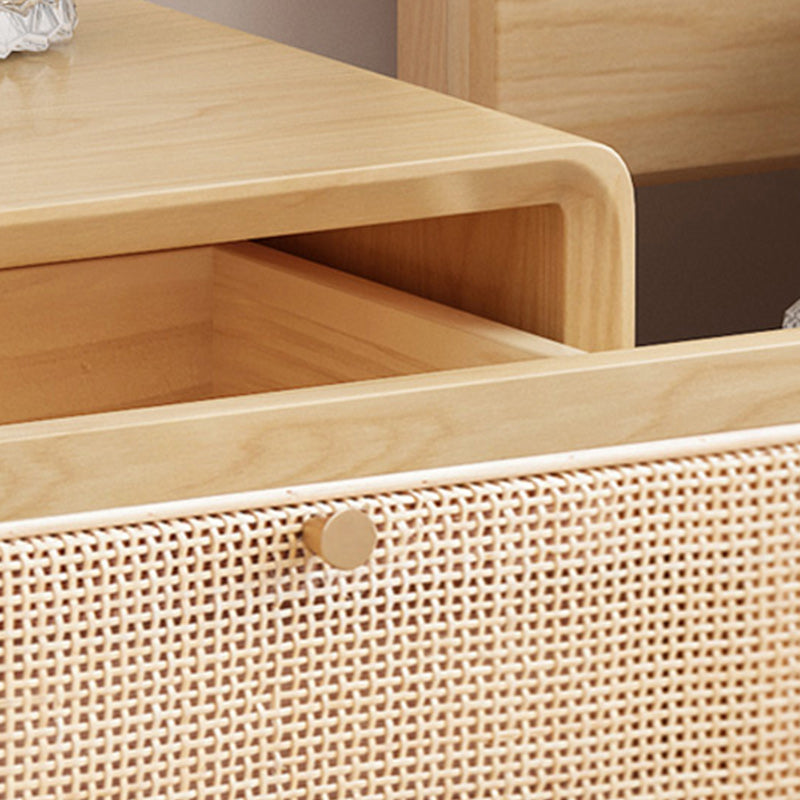 Wicker & Rattan Moderner Nachttisch Massivholz 2-Drawern-Aufbewahrung 22-Zoll-Nachttisch